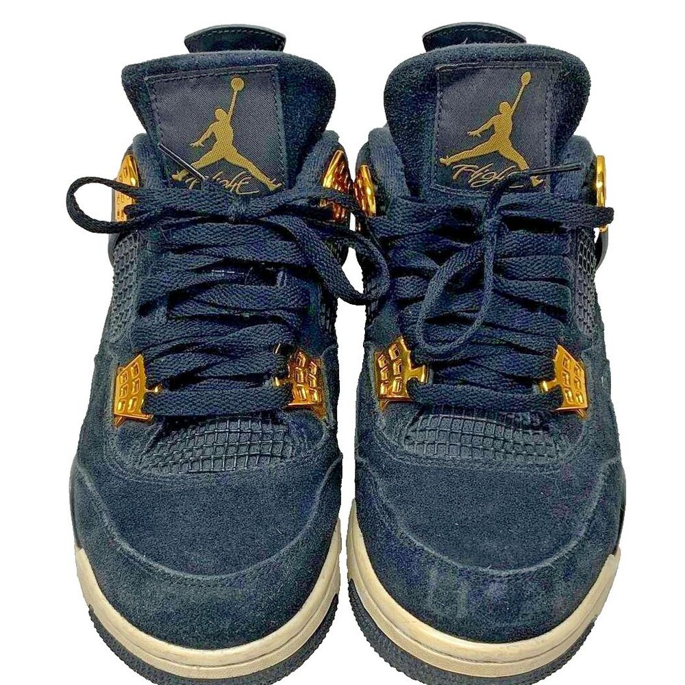Nike Air Jordan 4 Retro Royalty Black Metallic Gold Sneakers 308497-032 Size 8